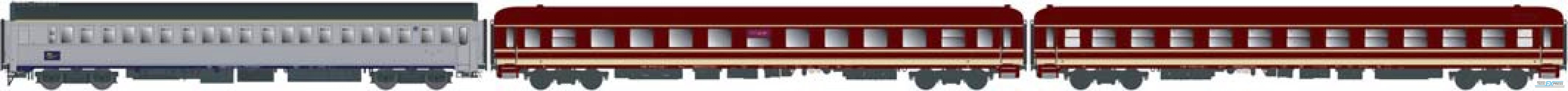 ACME 55336 European Sleeper Brüssel-Venezia/Brüssel-Prag 3-teilig, Epoche VI: ein Schlafwagen Typ WLAB30 und zwei Liegewagen Bvcmz248.1 (Euro-Express-Lackierung)