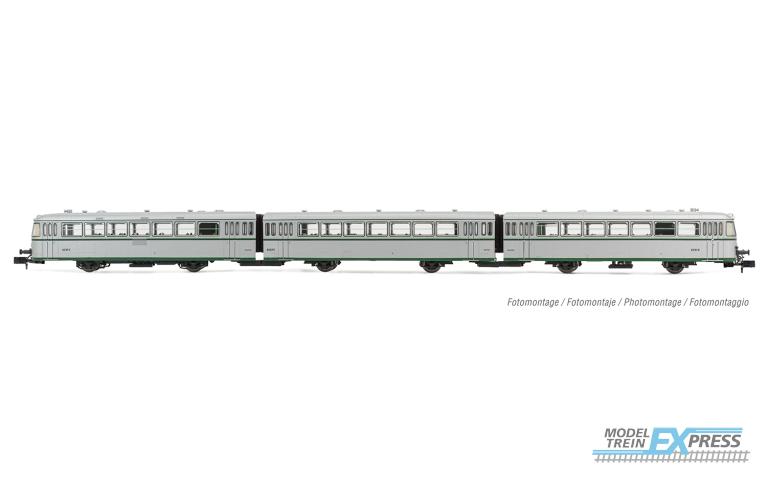 Arnold 2352 RENFE, 3-unit diesel railcar 591.300, silver livery without UIC markings, ep. III