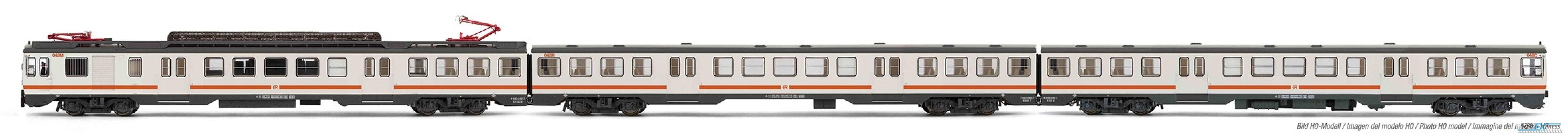 Arnold 2442 RENFE, 3-unit EMU, class 440, white/orange "Regionales" livery, period V