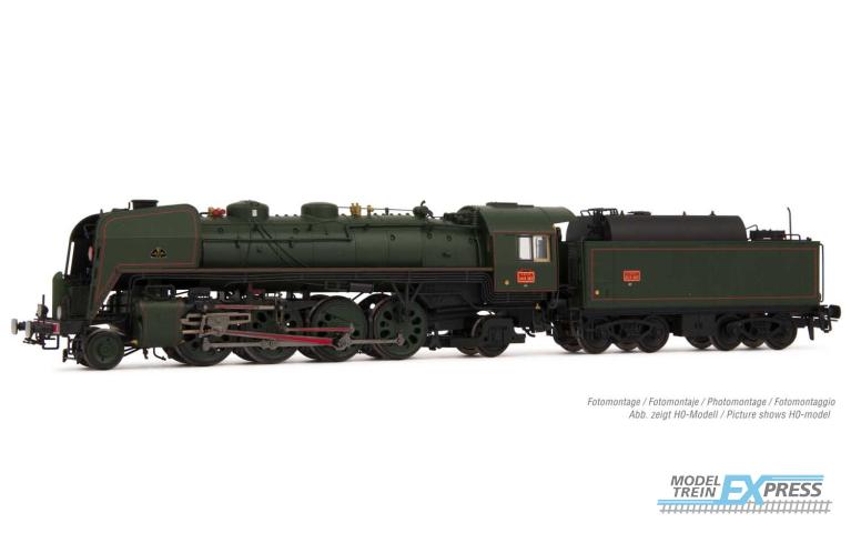 Arnold 2482S SNCF, 141R 1187 steam locomotive, boxpok wheels, green, big fuel tender, with DCC sound decoder