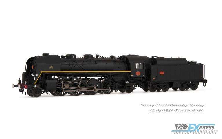 Arnold 2484S SNCF, 141R 840 steam locomotive, mixed wheels, black/yellow, big fuel tender, with DCC sound decoder