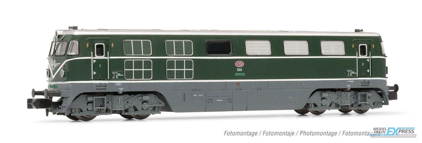 Arnold 2490 diesel locomotive class 2050, ÖBB, 2050.05, green livery with big triangle, period V