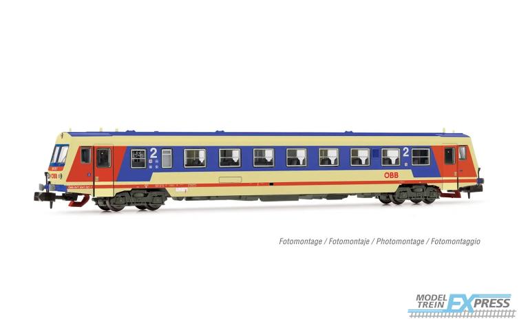Arnold 2522 ÖBB, 2 x class 5047 diesel railcar, motor + dummy, grey/blue/beige livery with modern ÖBB logo, ep. IV-V