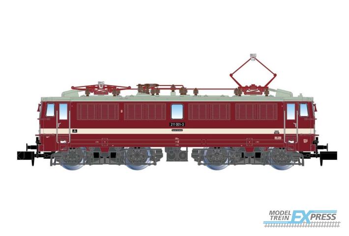 Arnold 2523 DR, electric locomotive class 211, red livery with wide decor line, period IV