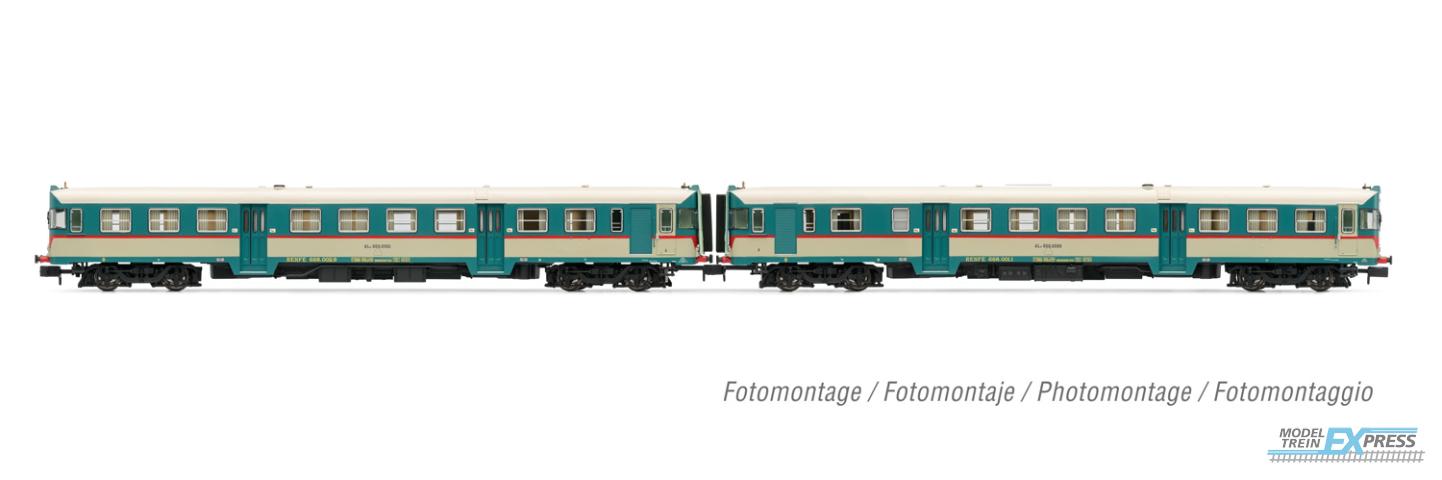 Arnold 2554 RENFE, 2-units pack ALn 668 1900 series (2 doors) original FS livery, rounded windows, ep. IV