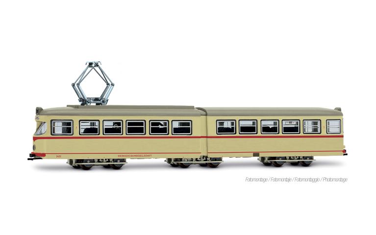 Arnold 2613S Tram Duewag GT6, one front light, beige/red livery "Düsseldorf", ep. IV-V, with DCC sound decoder