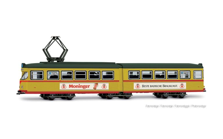 Arnold 2615 Tram Duewag GT6, two front lights "VBK Karlsruhe - Moninger-Bier", ep. IV