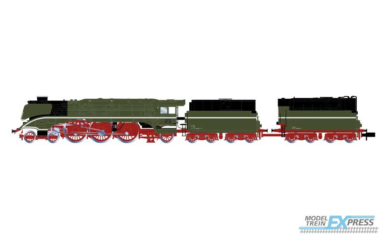 Arnold 2665S DR, steam locomotive 02 0201-0, fuel tender, chrome green w. white decor line, w. add. tender ep. V, DCC Sound