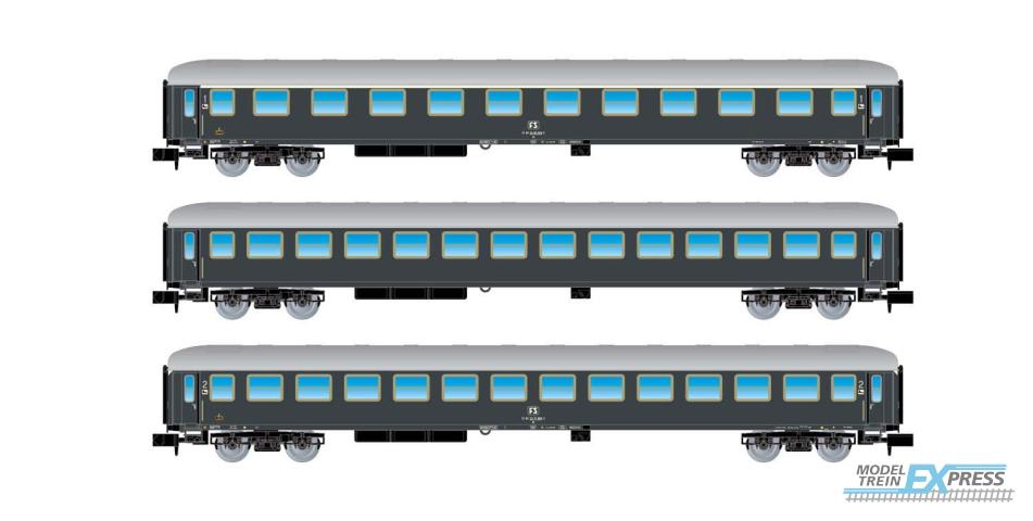 Arnold 4316 FS, 3-unit pack, 1st class + 2 2nd classes UIC-X type 1964, grey livery, ep. IV