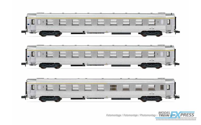 Arnold 4320 SNCF, 3-unit pack "Le Bourbonnais", DEV Inox coaches, 2 x A9 + 1 x A5 bar coach, period III
