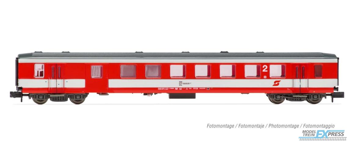 Arnold 4326 ÖBB, 2nd class "Schlieren" coach with luggage compartment, traffic red/grey livery, period V-VI
