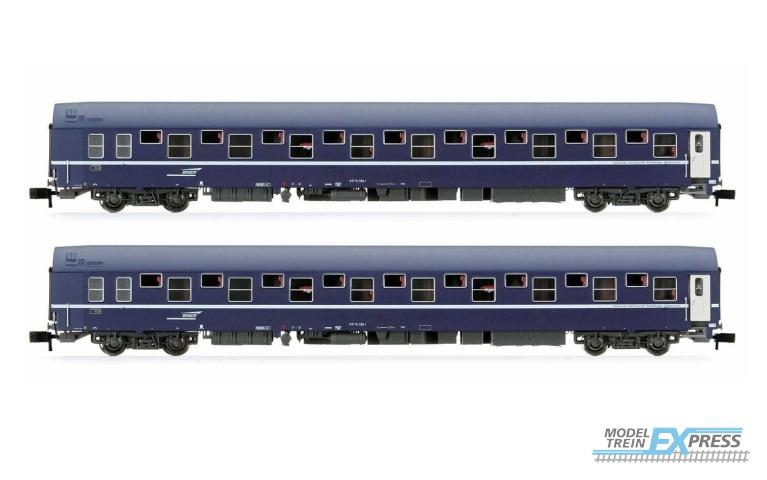 Arnold 4342 SNCF, 2-unit pack of T2 sleeping coaches, logo "casquette", period IV-V