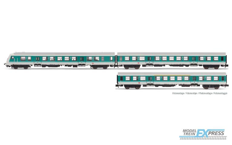 Arnold 4366 DB AG, 3-unit pack regional coaches (1), 1 x control cab coach, 1 x ABy, 1 x By, period V, mintgreen/white