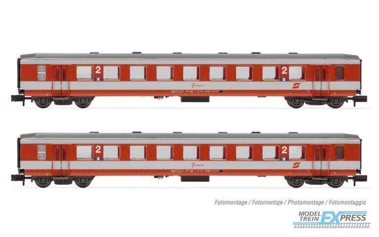 Arnold 4372 ÖBB,2-unit pack 2nd class coaches "Schlierenwagen", K2 livery (red/grey), period IV-V