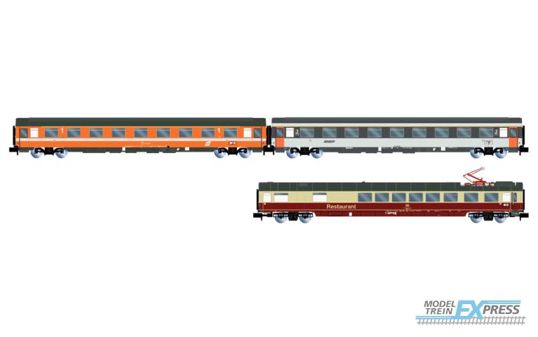 Arnold 4390 EuroCity "Mozart" set 1/2, 3-unit pack, contains restaurant, 1st and 2nd class coaches, ep. IV