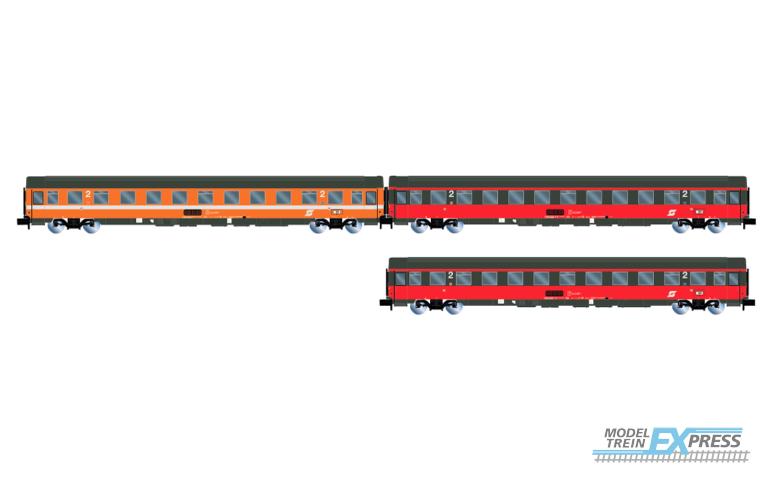 Arnold 4391 EuroCity "Mozart" set 2/2, 3-unit pack, contains 1st, and 2 x 2nd class coaches, ep. IV