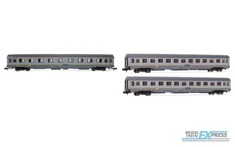 Arnold 4393 FS, 3-unit pack UIC-Z1 1st class + 2 UIC-Z1 2nd class, grey with yellow stripes livery, ep. V