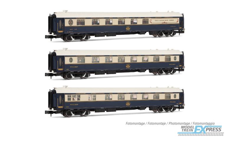 Arnold 4398 VSOE, 3-unit pack "Pullmancoaches" (restaurant, Restaurant with kitchen, Bar &service coach), blue/cream livery, period IV-V