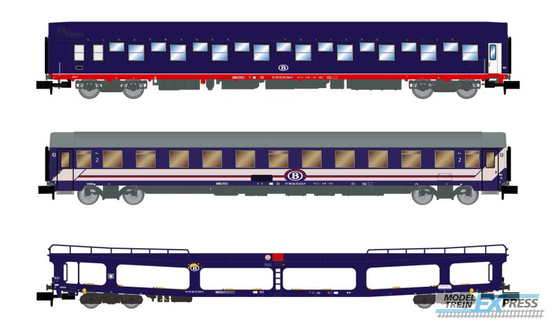 Arnold 4406 SNCB, 3-unit set T2 + DDm + Bc I6 (UIC-Z), blue and red livery
