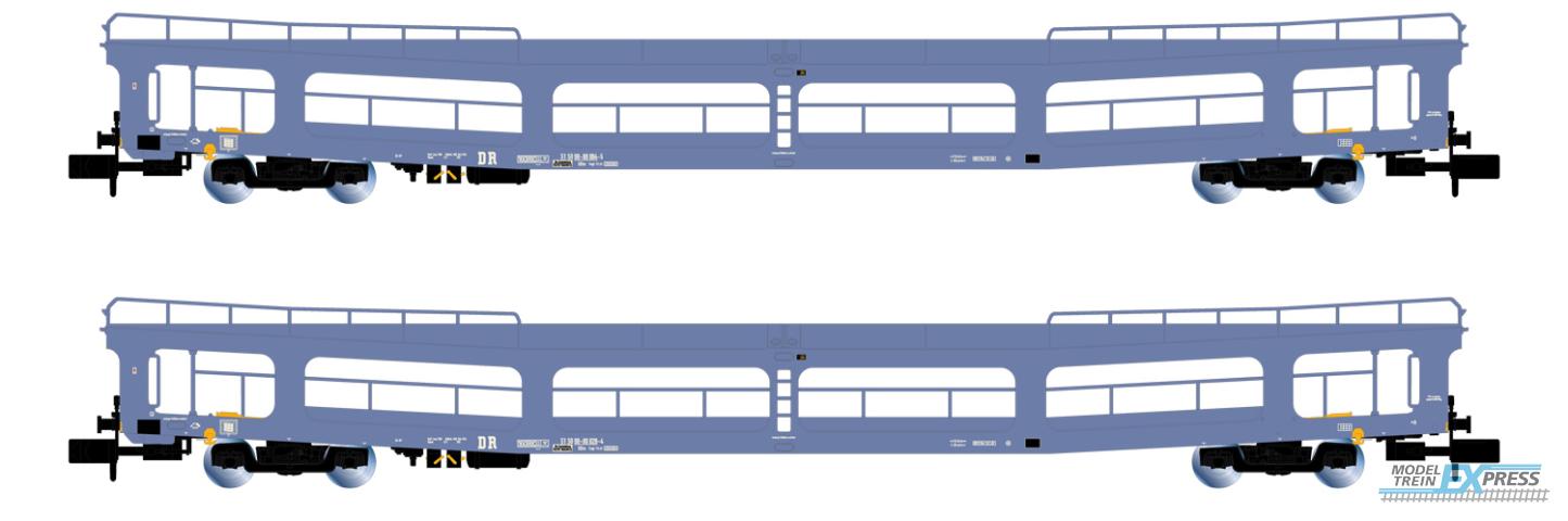 Arnold 4409 DR, 2-unit pack DDm 916 car transporter coaches, blue livery, period IV