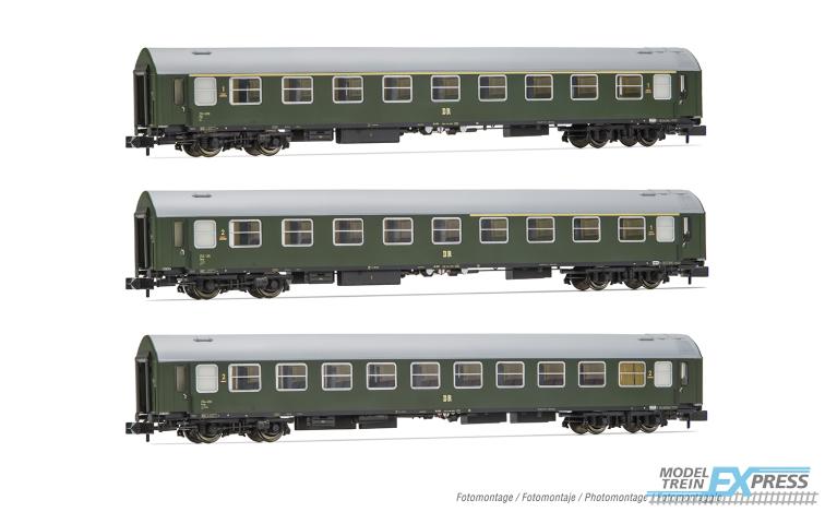Arnold 4421 DR, 3-unit pack OSShD type B coaches, green livery, ep. III, 1 x A + 1 x AB + 1 x Bc
