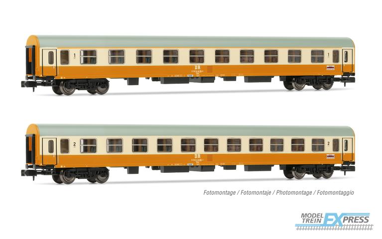 Arnold 4435 DR, 2-unit pack coaches "Städteexpress", 1st class + 2nd class coach, orange/beige livery, ep. IV
