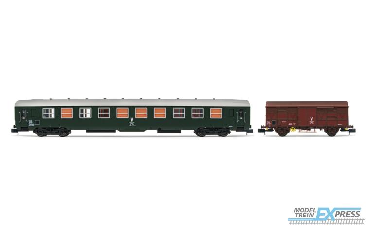 Arnold 4446 SNCF, maintenance train, including 1 x ex B10 coach and 1 x G4 wagon, ep. IV-V