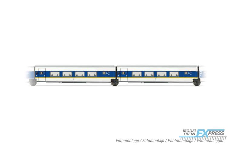 Arnold 4463 RENFE, 2-unit pack Talgo 200, 2 x 2nd class coach, white and blue with yellow stripe, ep. V
