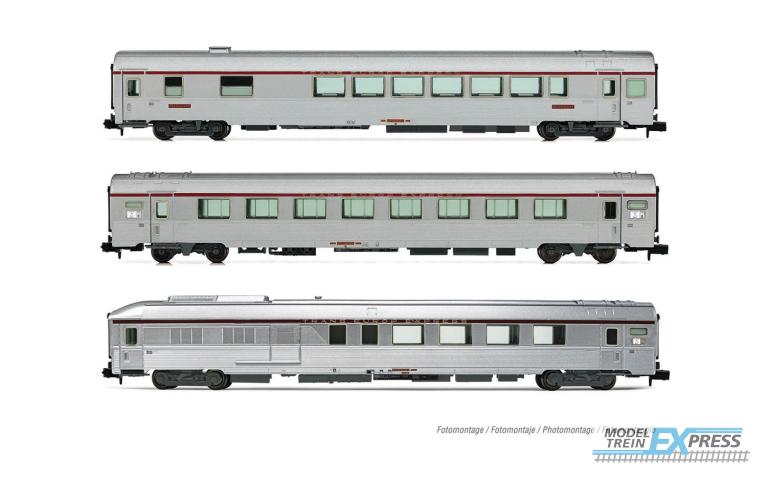Arnold 4500 SNCF, 3-unit set TEE "Mistral" (Nice-Paris), Vru + Arux + AD4tux, silver livery, ep. IV