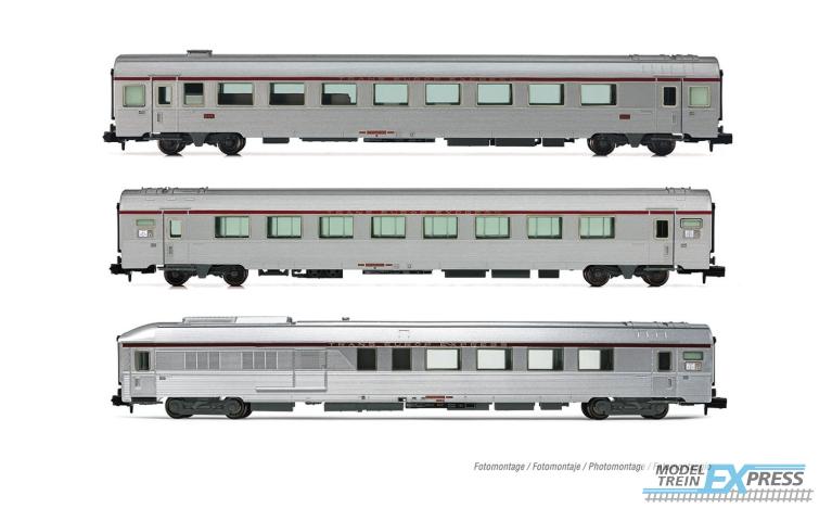 Arnold 4501 SNCF, 3-unit pack TEE "Mistral" Nice-Paris, Arux + A8u + AD4tux, silver, ep. IV