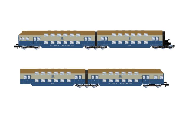 Arnold 4521 DR, 4-unit double-decker coach DBv with drivers cabin, blue/grey livery, ep. IV