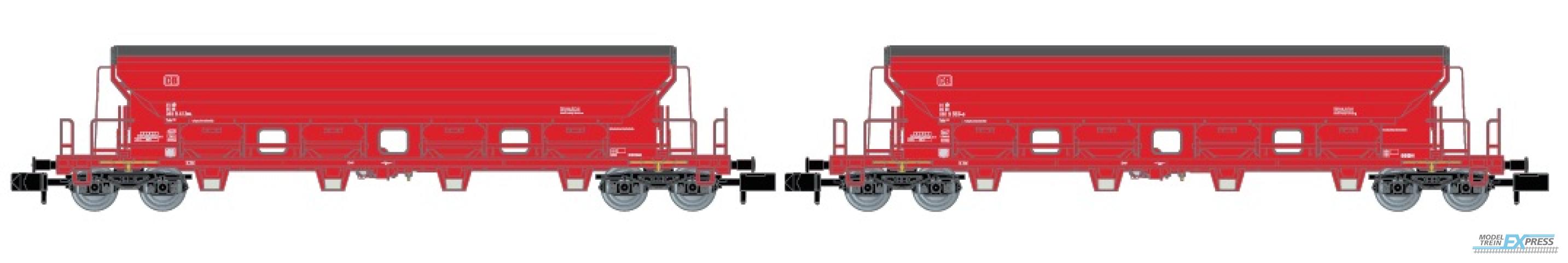 Arnold 6389 DB AG, 2-unit set 4-axle hopper wagons with sliding roof Tads, traffic red livery, period V-VI