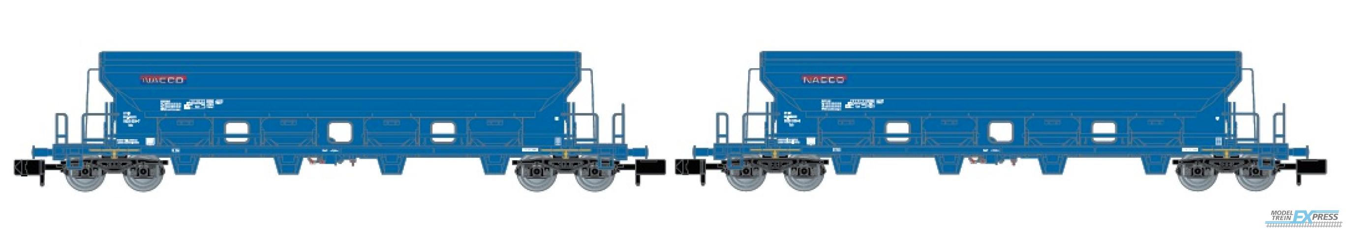 Arnold 6390 NACCO, 2-unit set 4-axle hopper wagons with sliding roof Tads, blue livery, period VI