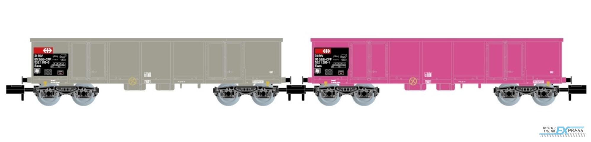 Arnold 6426 SBB, 2-unit pack Eaos, grey and pink livery, loaded with scrap, ep. V