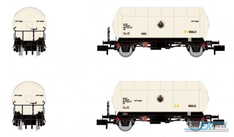 Arnold 6475 RENFE 2-unit pack - Tank wagon PR Butano S.A., livery white-black, period IVa