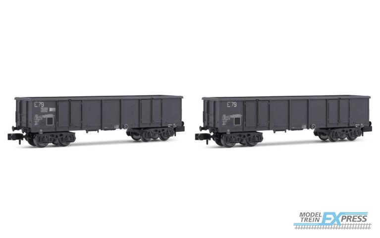 Arnold 6535 SNCF 2-unit set 4-axle open wagons Eaos grey livery loaded with scrap period IV