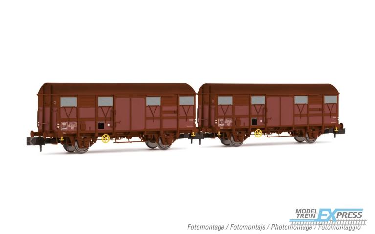 Arnold 6570 SNCF 2-unit pack covered 2-axle wagons type Kv Permaplex w