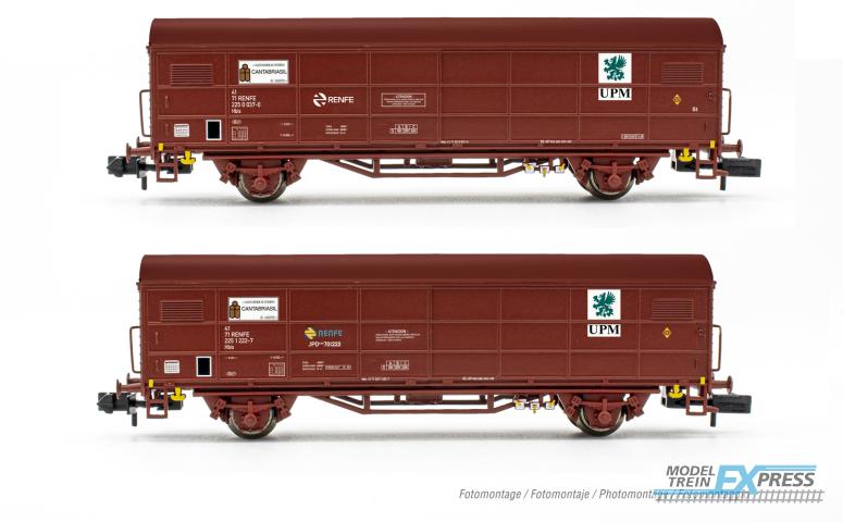 Arnold 6578 RENFE, 2-unit set JPD wagon, Cantabriasil oxid red livery, period IV