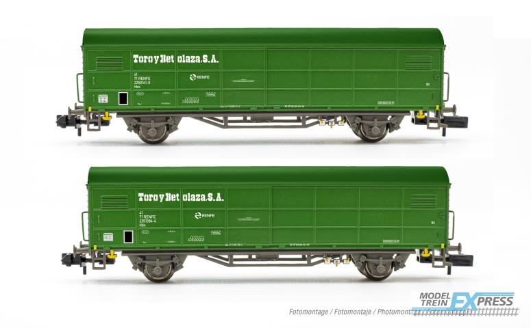 Arnold 6580 RENFE, 2-unit set JPD wagon, green livery, period V "Toro y Betolaza"