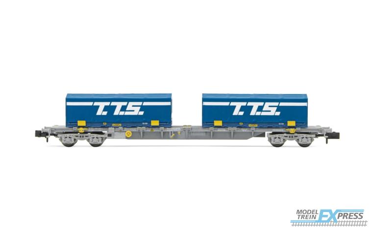 Arnold 6582 SNCF, 4-axle 60' container wagon Novatrans Sgss, grey, with 2 x 22' container "T.T.S.", ep. V