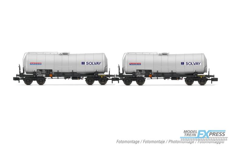 Arnold 6605 SNCF 2-unit pack 4-axle isolated tank wagons NACCO-SOLVAY