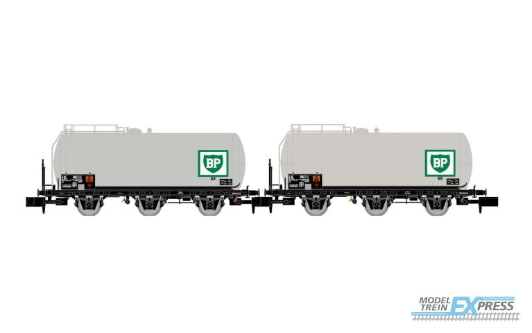 Arnold 6608 SNCF, 2-unit pack of 3-axle tank wagons, "BP", ep. IV