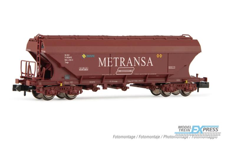 Arnold 6623 RENFE silo wagon TT5 oxid red Metransa livery flat lateral sides ep IV