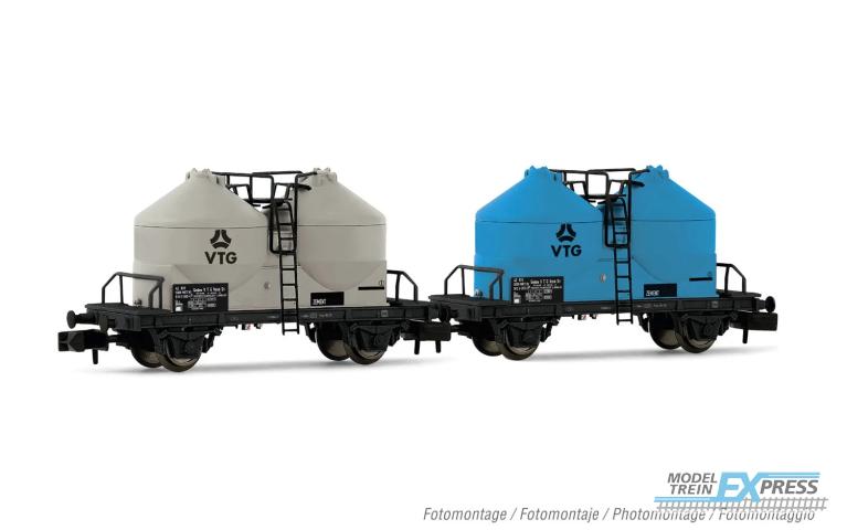 Arnold 6640 DR-Miet, 2-unit pack of 2-axle silo wagon Ucs grey livery
