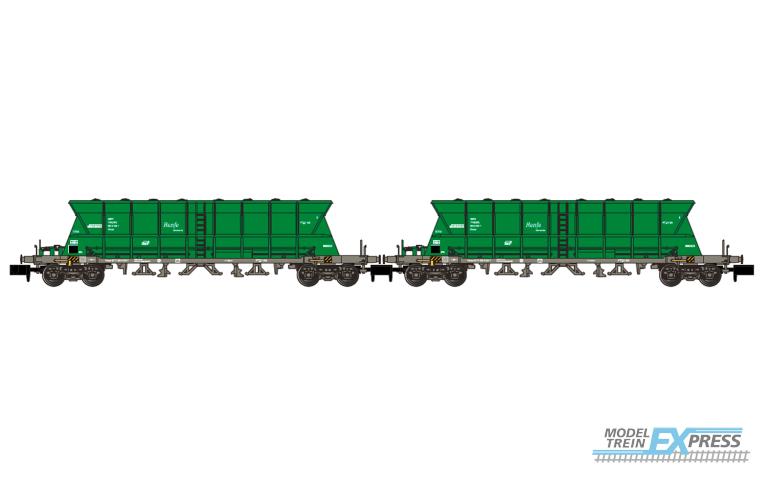 Arnold 6670 RENFE Mercancías, 2-unit pack 4-axle hopper wagons Faoos, green, ep.V-VI
