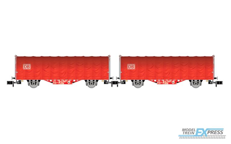 Arnold 6699 DB, 2-unit pack 2-axle tarpaulin Kijls wagons, traffic red livery, ep. V-VI