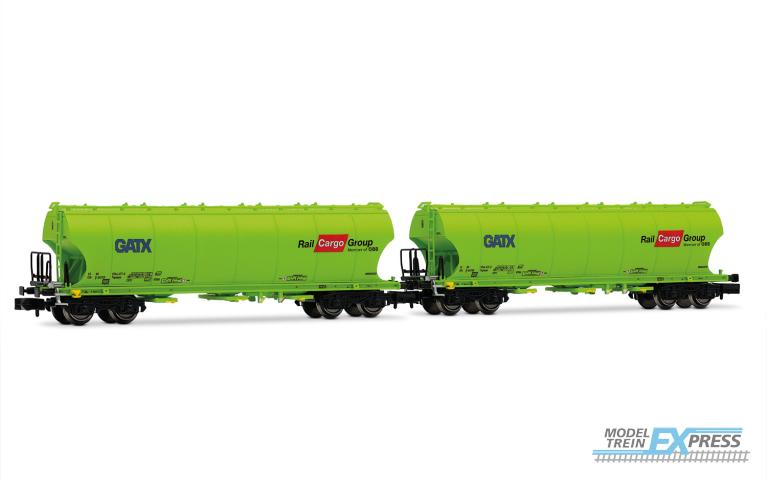 Arnold 6707 GATX, 2-unit pack 4-axle silowagond (rounded walls), neon-green livery, RAIL CARGO GROUP, ep. VI