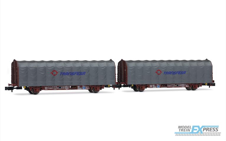 Arnold 6711 RENFE, 2-unit pack 2-axle tarpaulin wagon, Lis type, Transfesa modern logo, ep. V