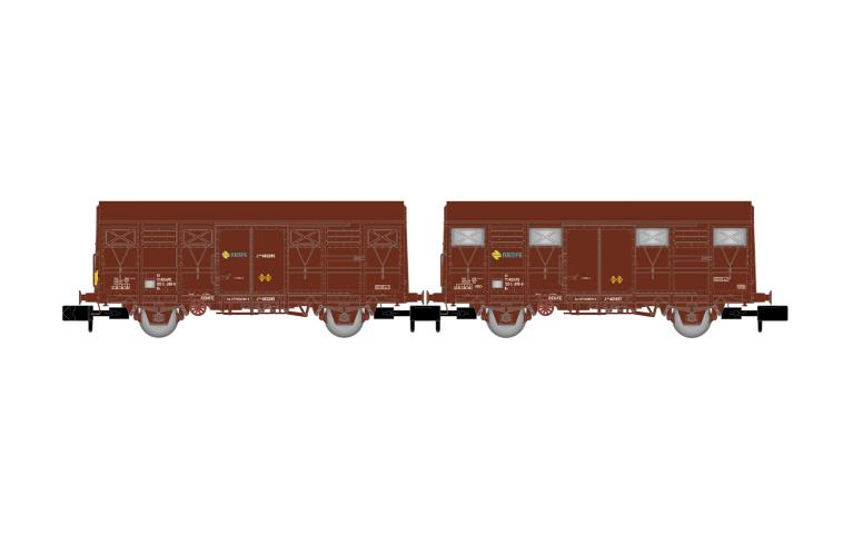 Arnold 6718 RENFE, 2-unit pack Gs wagons, brown livery, one with rear red lights, ep. IV