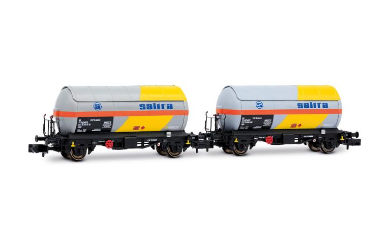 Arnold 6721 RENFE, 2-unit pack 2-axle PR tank wagons, "Saltra", yellow and grey livery, ep. IV-V